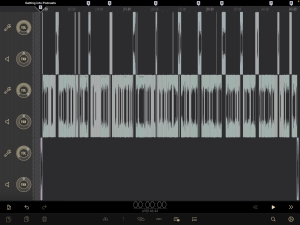 A screenshot of episode 66 in Ferrite Recording Studio on iPadOS, showing Martin’s track on the top, Anne’s in the middle and themes at the bottom